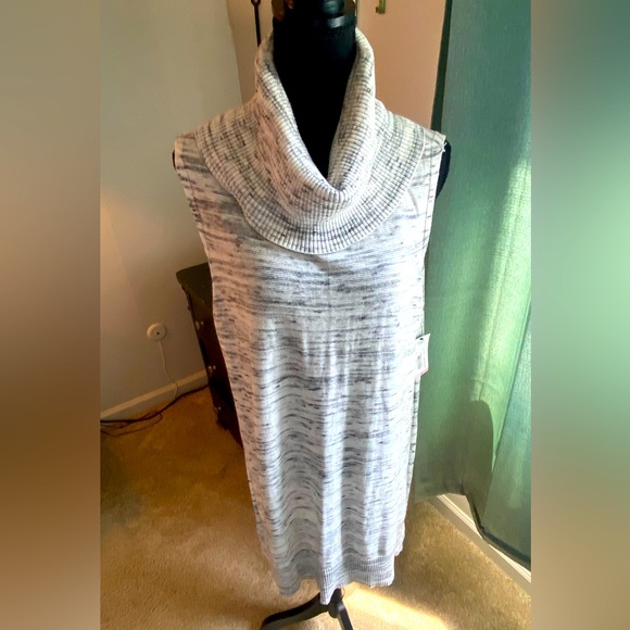 NWT, a.n.a. White & Black Spacedye lightweight tunic sweater vest, Sz. 0X - Picture 9 of 13